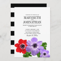 Cartão de Convite De Casamento Floral Anemone Por