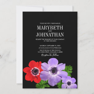 Cartão de Convite De Casamento Floral Anemone Por 