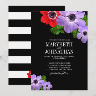 Cartão de Convite De Casamento Floral Anemone Por 