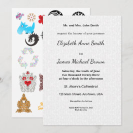 Cartão de Convite de Casamento Floral Clássico Ele