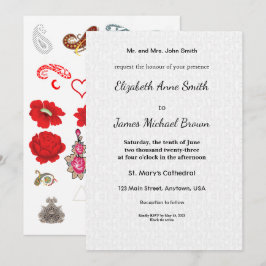 Cartão de Convite de Casamento Floral Clássico Ele