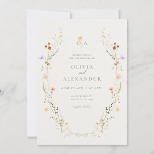 Cartão de Convite de Casamento Floral Elegante