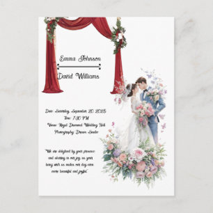 Cartão de Convite de Casamento Floral Elegante – R