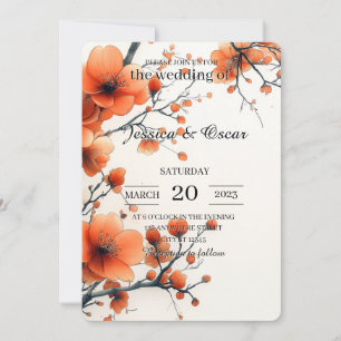 Cartão de Convite de Casamento Floral Minimalista