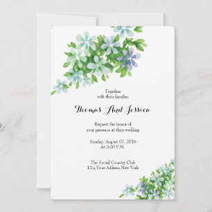 Cartão de Convite De Casamento Floral Por Aquarela