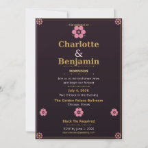 Cartão de Convite de Casamento Floral — Rosa Pêsse