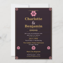 Cartão de Convite de Casamento Floral — Rosa Pêsse