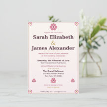 Cartão de Convite de Casamento Floral — Rosa Pink 