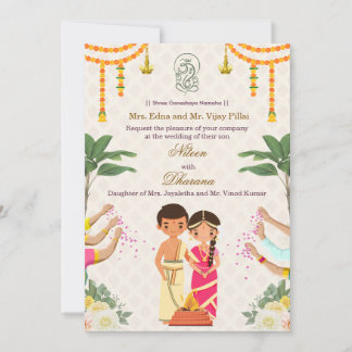 Cartão de Convite de Casamento Kalyanam do Sul da 