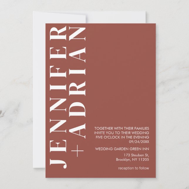 Cartão de convite de casamento Minimal Chestnut  (Verso)