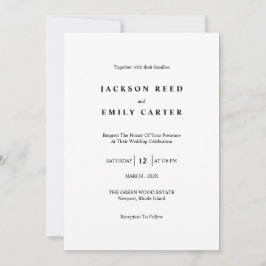 Cartão de Convite de Casamento Minimalista Moderno