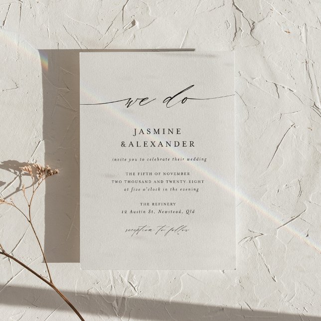 Cartão de Convite de Casamento Minimalista Script  (Criador carregado)
