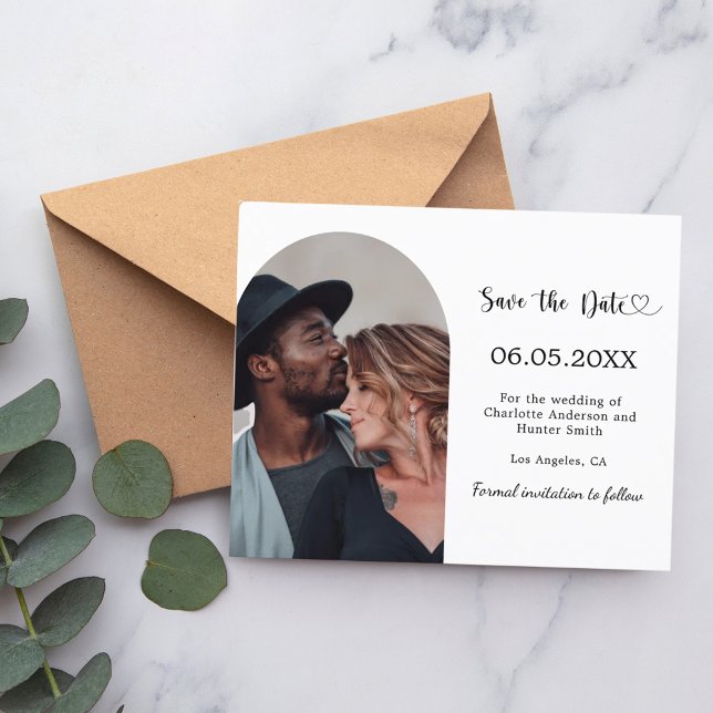 Cartão de convite de casamento moderno com foto em (Criador carregado)