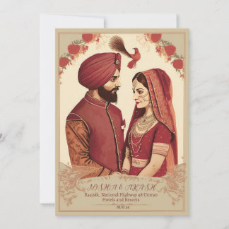 cartão de convite de casamento punjabi