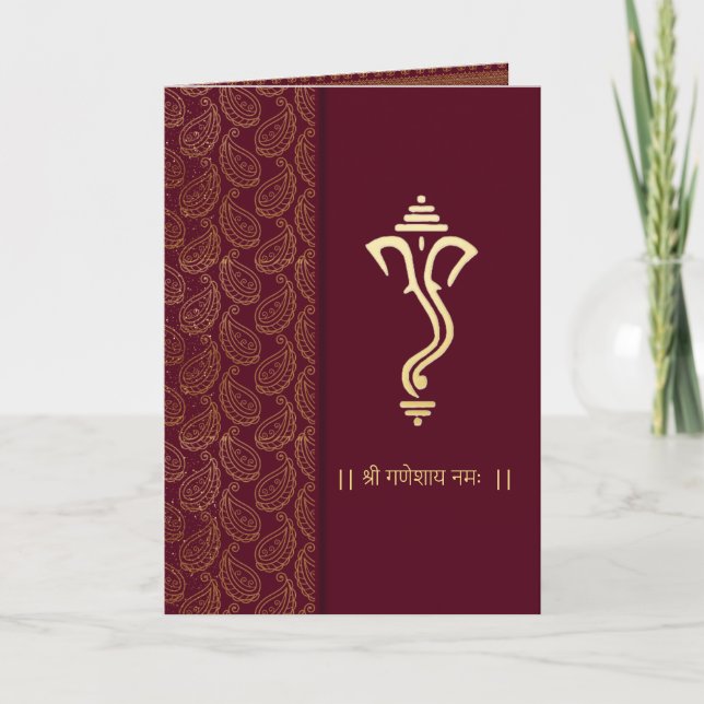 Cartão de convite de casamento real indiano Ganesh (Frente)