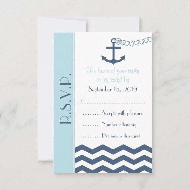 Cartão de Convite de Casamento RSVP Náutico (Frente)