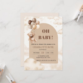 Cartão de Convite de Chuveiro de Bebê Urso Teddy N