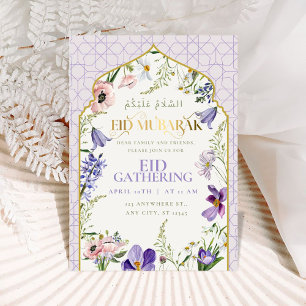Cartão de Convite De Eid Floral Purple Lilac