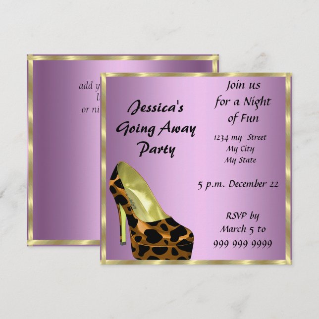 Cartão de convite de festa de despedida adeus (Frente/Verso)