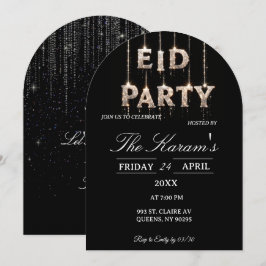 Cartão de Convite de Festa Eid elegante Preto Mode