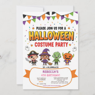 Cartão de Convite de festas de Figurino de Hallowe