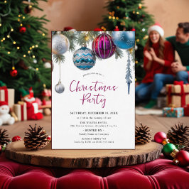 Cartão de Convite de festas de Natal - Ornamen