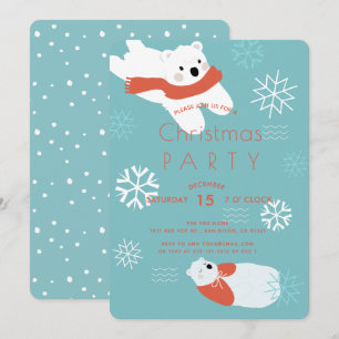 Cartão de Convite de festas de Natal Polar Bears