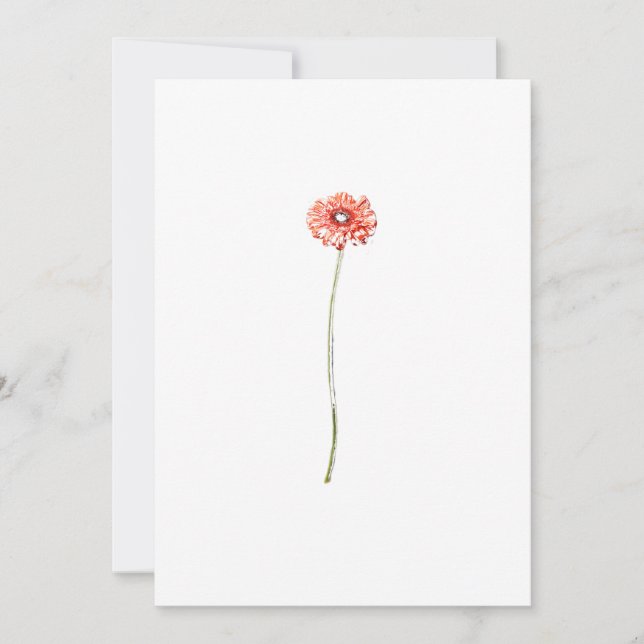 Cartão de Convite de Flor de Gerbera Vermelha Clar (Frente)