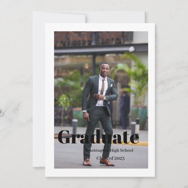 Cartão de convite de formando de script simples (Frente)