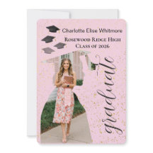 Cartão de convite de formatura com foto moderna e 