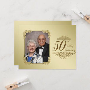 Cartão de Convite de Foto de Aniversário de 50 Ano