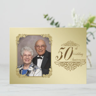 Cartão de Convite de Foto de Aniversário de 50 Ano
