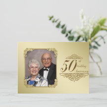 Cartão de Convite de Foto de Aniversário de 50 Ano