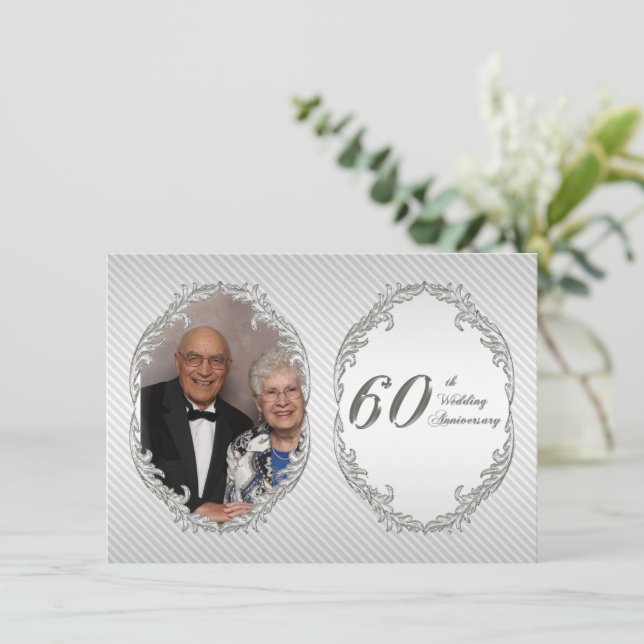 Cartão de Convite de Foto de Aniversário de 60 Ano (Em pé/Frente)