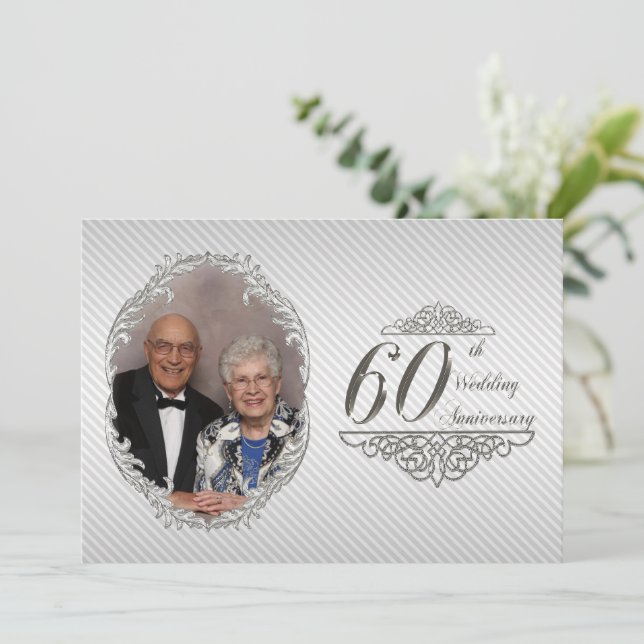 Cartão de Convite de Foto de Aniversário de 60 Ano (Em pé/Frente)