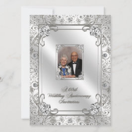 Cartão de Convite de Foto de Aniversário de 60 Ano