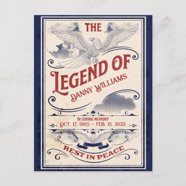 Cartão de Convite de Funeral de Veterano Memorial  (Frente)