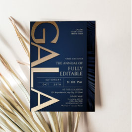 Cartão de Convite de Gala Luxuoso Azul Marinho e D