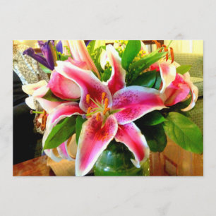 cartão de convite de lírio pink stargazer