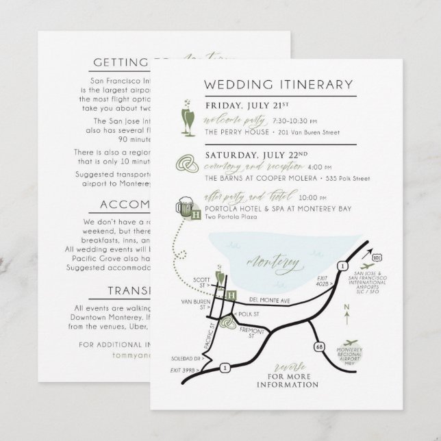 Cartão de convite de mapa personalizado para ABBY (Frente/Verso)