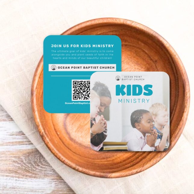 Cartão de Convite de Ministério Infantil da Igreja (Kids Ministry Church Invite Calling Card)