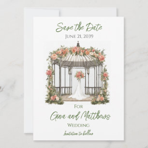 Cartão de Convite de Noivado Gazebo Save the Date