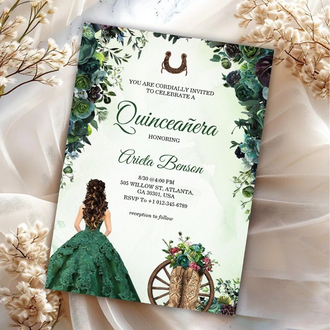 Cartão de convite de Quinceañera com uma menina  (Criador carregado)