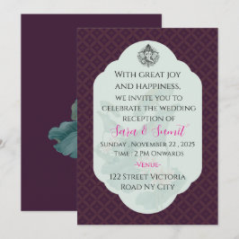 Cartão de Convite de Recepção de Casamento Elegant