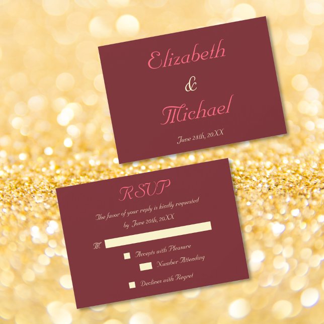 Cartão de Convite de Resposta Personalizado e Eleg (Personalized Elegant Wedding RSVP Invitation Card)