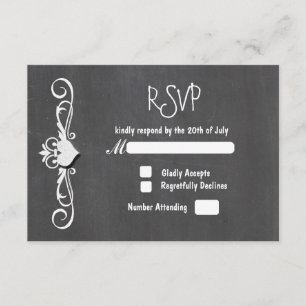 Cartão de convite de RSVP de casamento com giz de