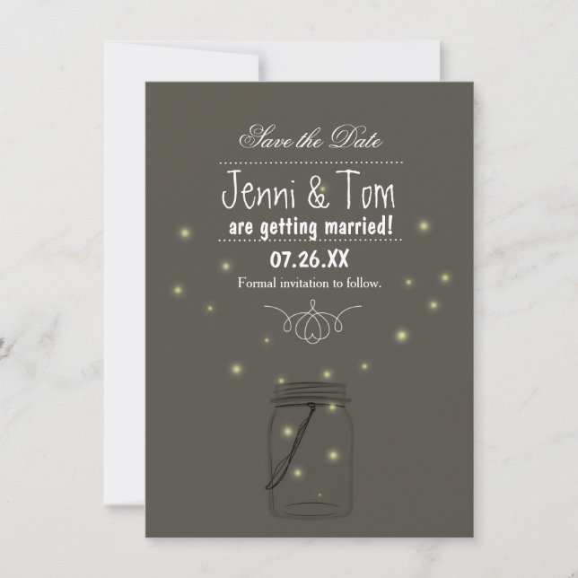 Cartão de Convite de Save The Date de Jarra Mason  (Frente)
