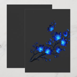 Cartão de Convite do Ramo Floral Azul Brilhante
