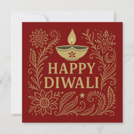 Cartão de Convite Dourado Feliz para Diwali Elegan