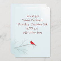 Cartão de Convite Editável Cardinal de inverno